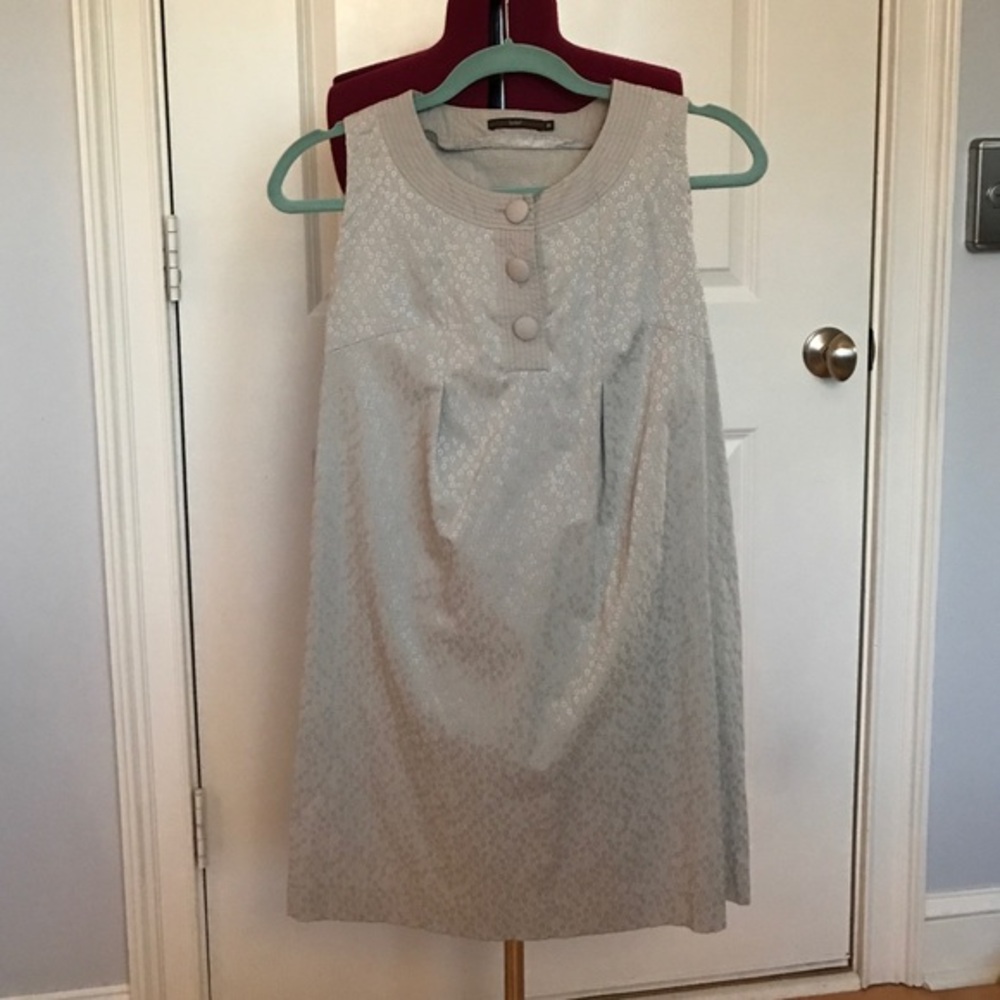 Hazel Silver Grey Gray Mini Dress with metallic floral Design Detail Size Medium